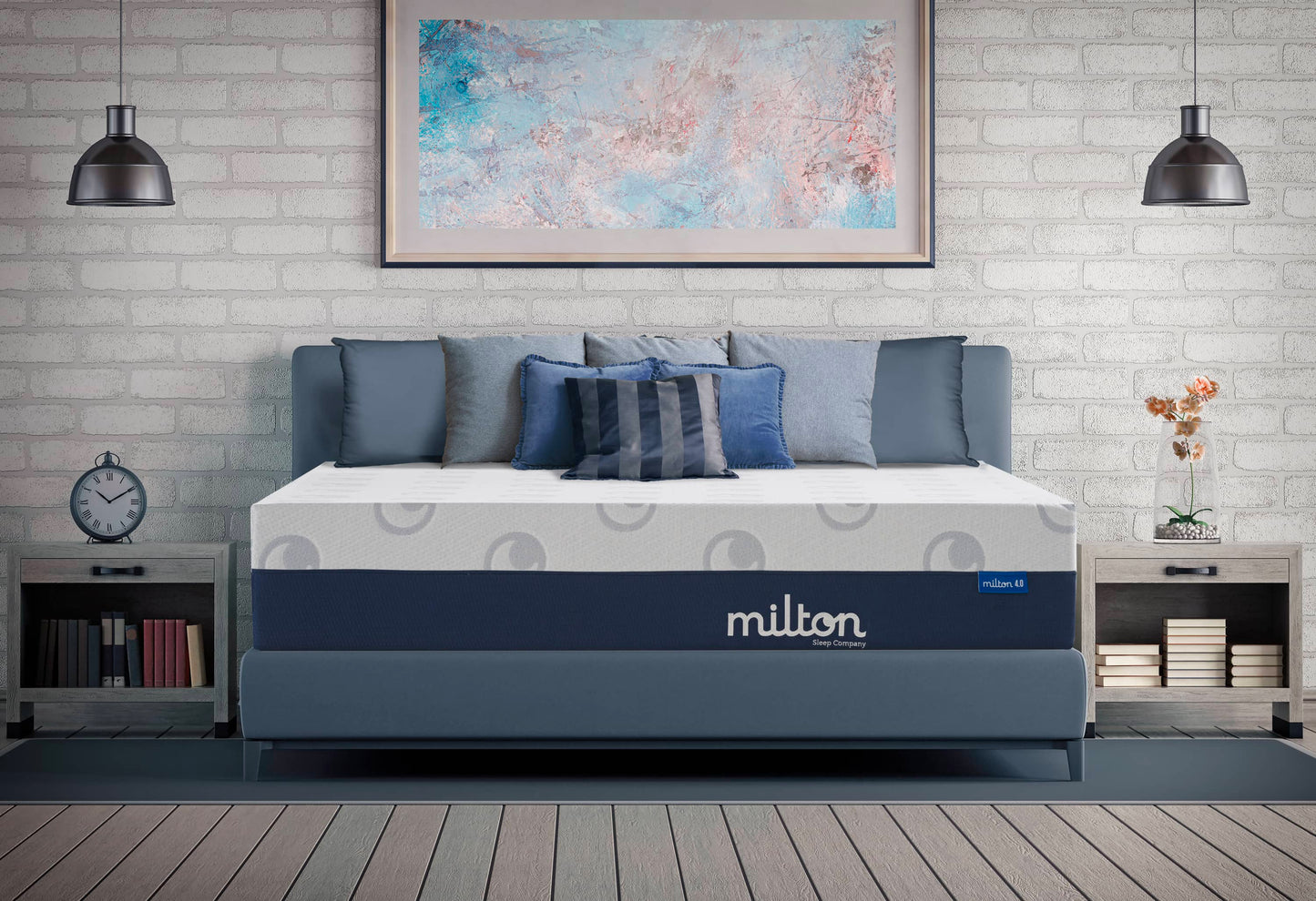 Milton 4.0 mattress in a exposed brick bedroom